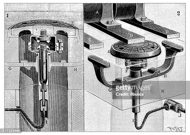 stockillustraties, clipart, cartoons en iconen met antique illustration of mechanical joint for tramways - antique lightbulb