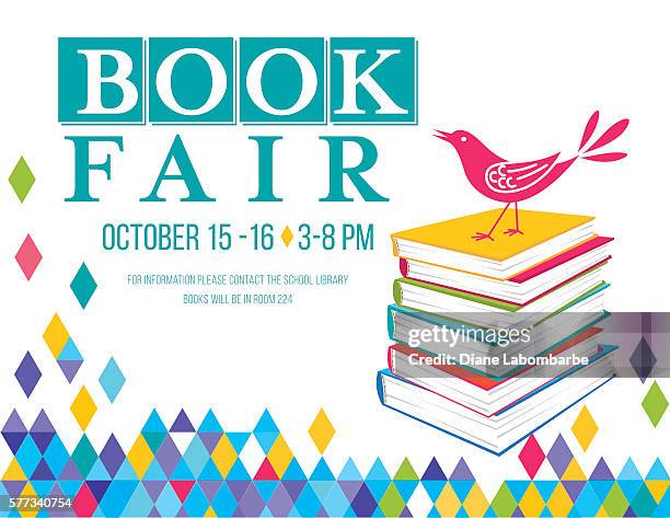 illustrations, cliparts, dessins animés et icônes de modèle d’affiche du salon du livre pour enfants bright - salon du livre