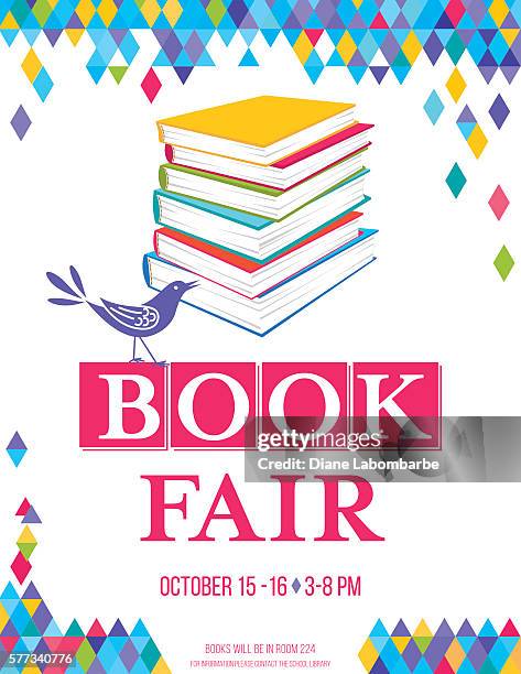 illustrations, cliparts, dessins animés et icônes de modèle d’affiche du salon du livre pour enfants bright - salon du livre