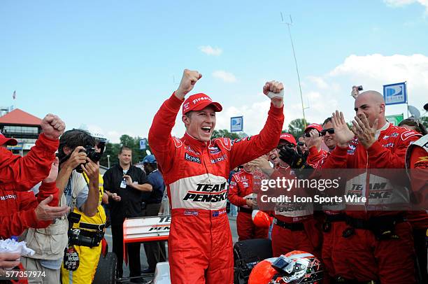 Driver Ryan Briscoe wins the Honda Indy 200 at Mid Ohio in Lexington, OH.