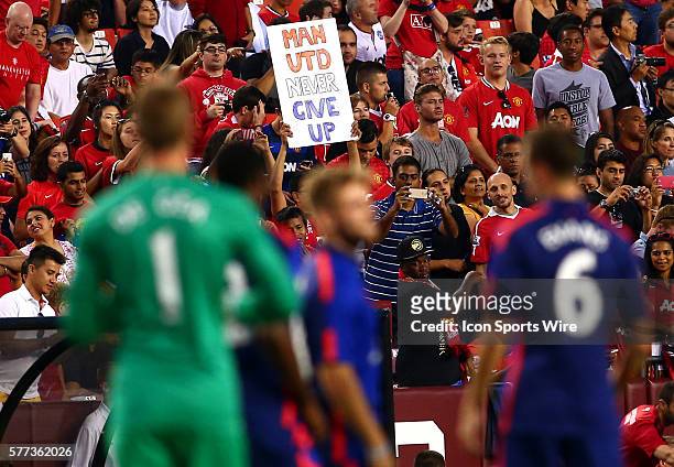 Fans of Manchester United of during an International Champions Cup match against Inter Milan at Fedex Field, in Landover, Maryland. Manchester United...