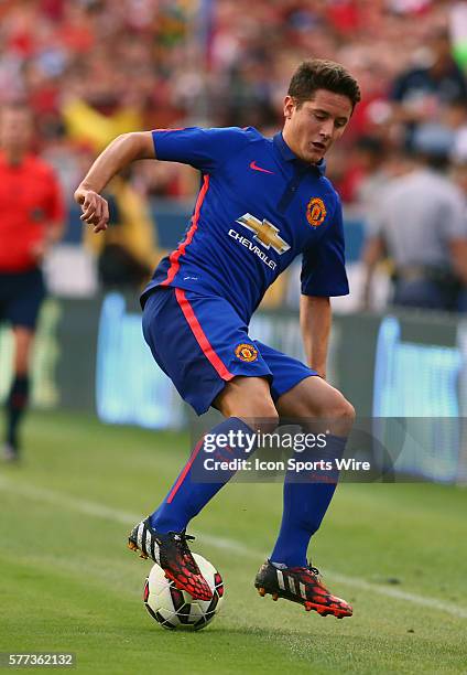 Ander Herrera of Manchester United controls the ball against Inter Milan during an International Champions Cup match at Fedex Field, in Landover,...