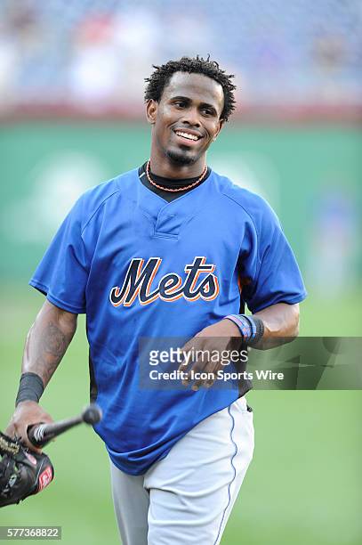 New York Mets shortstop Jose Reyes warms up prior to the game against the Washington Nationals. The Nationals defeated the Mets 7-2 at Nationals Park...