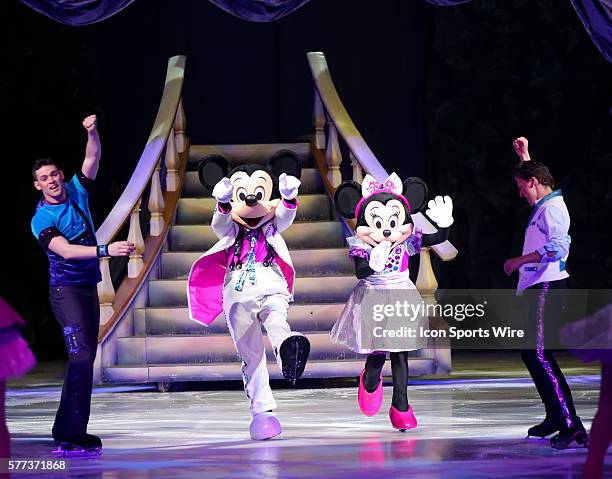 Mickey Mouse and Minnie Mouse during the Disney on Ice performance,