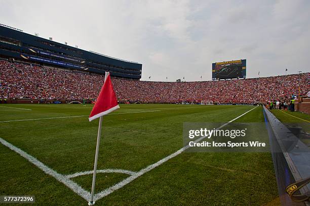 Record 109,318 attended a Guinness International Champions Cup match between Manchester United and Real Madrid, at Michigan Stadium in Ann Arbor,...