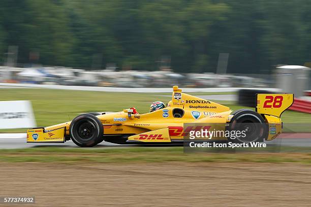 IndyCar Driver Ryan Hunter-Reay in action during the Qualifications for The Honda Indy 200 at the Mid-Ohio Sports Car Course in Lexington, OH