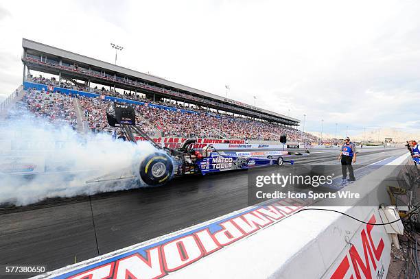 Antron Brown Matco Tools NHRA Top Fuel Dragster in Friday qualifying for the 8th ACDelco Las Vegas Nationals on The Strip at Las Vegas Motor Speedway...