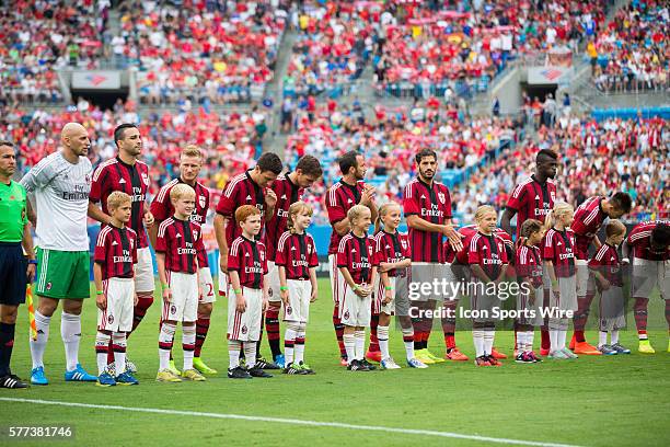 Milan starters during the International Champions Cup game Liverpool FC vs AC Milan at Bank of America Stadium in Charlotte, North Carolina.