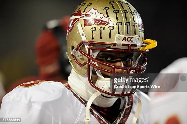 Florida State safety Myron Rolle stands on the sidelines in the 2nd half against Maryland on November 22, 2008 in a game at Byrd Stadium in College...