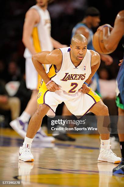 Los Angeles Lakers guard Derek Fisher during a game against the Minnesota Timberwolves in Los Angeles CA.