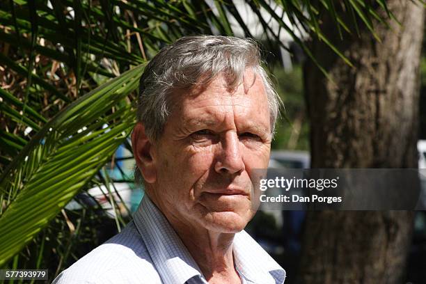 Portrait of Israeli author Amos Oz as he poses in a park, Tel Aviv, Israel, July 19, 2007.