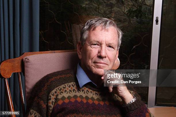 Portrait of Israeli author Amos Oz as he poses in his study, Arad, Israel, July 19, 2007.
