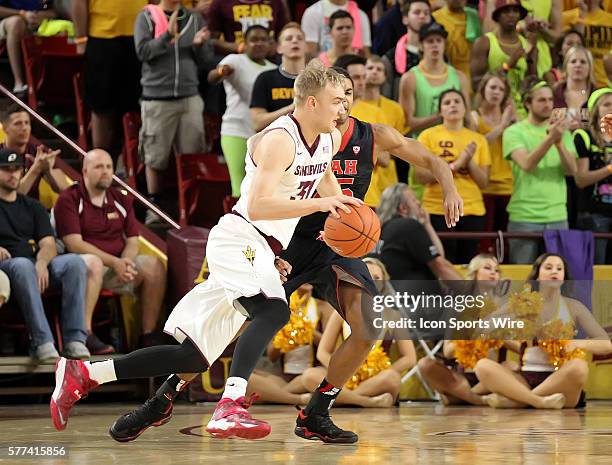 Jonathan Gilling during Arizona State's Pac-12 NCAA basketball game against Utah at Wells Fargo Arena in Tempe, Arizona. The Sun Devils defeat the...