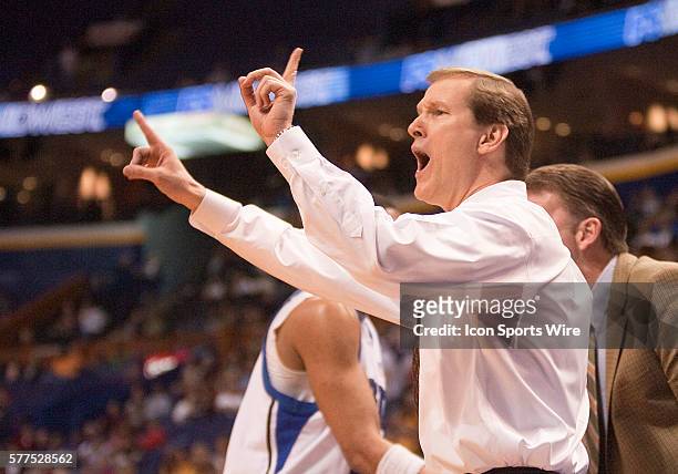 March 06 2009 Creighton head coach Dana Altman signals a play to his team. Creighton University competed against Wichita State University in the...