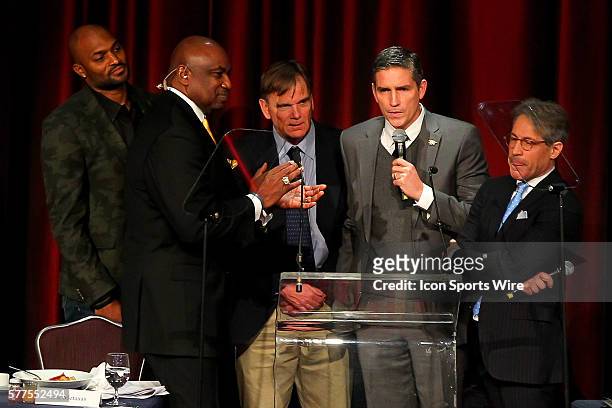 Former New York Giants wide receiver Amani Toomer, former N.Y. Giant George Martin, Former De La Salle High School Spartans head Caoch Bob Ladouceur,...