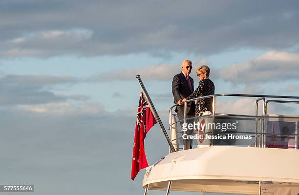 Vice-President Joe Biden takes a cruise on Sydney Harbour with Australian Foreign Minister Julie Bishop on July 19, 2016 in Sydney, Australia. Biden...