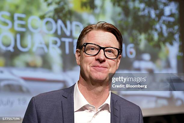 Hans Vestberg, chief executive officer of Ericsson AB, poses for a photograph following a news conference to present second quarter earnings at...