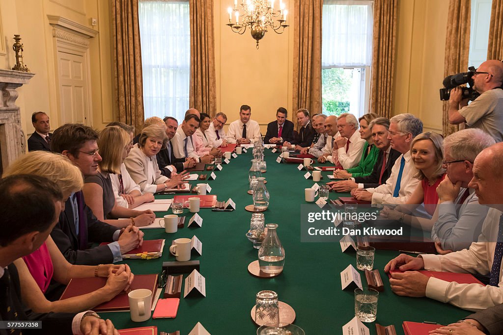 Theresa May Chairs Her First Cabinet Meeting As UK Prime Minister