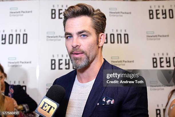 Chris Pine attends the "Star Trek Beyond" New York premiere at Crosby Street Hotel on July 18, 2016 in New York City.