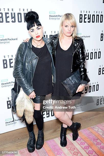 Nikki Sneakers and Becka Diamond attend the "Star Trek Beyond" New York premiere at Crosby Street Hotel on July 18, 2016 in New York City.