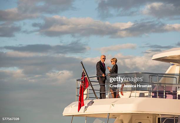 Vice-President Joe Biden takes a cruise on Sydney Harbour with Australian Foreign Minister Julie Bishop on July 19, 2016 in Sydney, Australia. Biden...