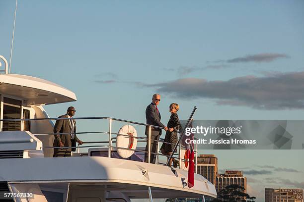 Vice-President Joe Biden takes a cruise on Sydney Harbour with Australian Foreign Minister Julie Bishop on July 19, 2016 in Sydney, Australia. Biden...
