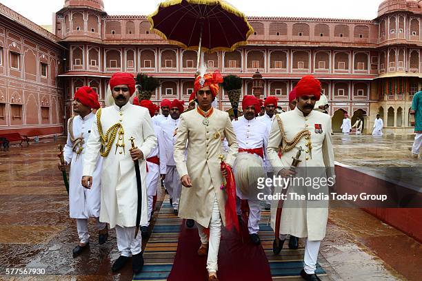 Maharaja Padmanabh Singh at his 18th birthday celebrations with traditional rituals and ceremonies at the City Palace in Jaipur.