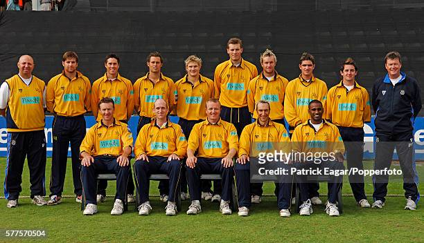 The Hampshire team line-up before the Cheltenham & Gloucester Trophy Semi Final between Hampshire and Yorkshire at The Rose Bowl, Southampton, 20th...