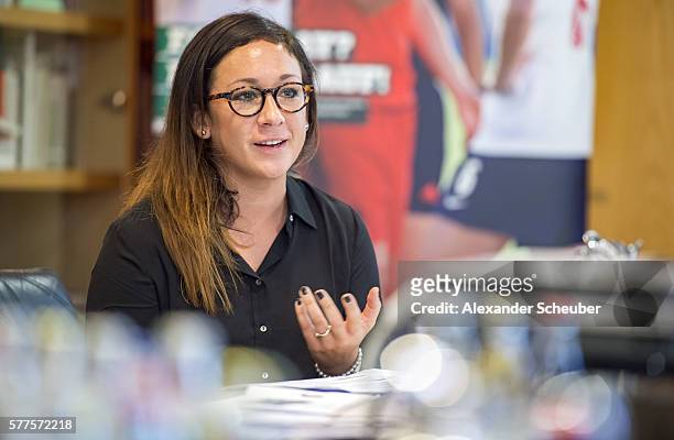 Nadine Kessler during the DFB fairplay price jury meeting at DFB headquarter on July 19, 2016 in Frankfurt am Main, Germany.