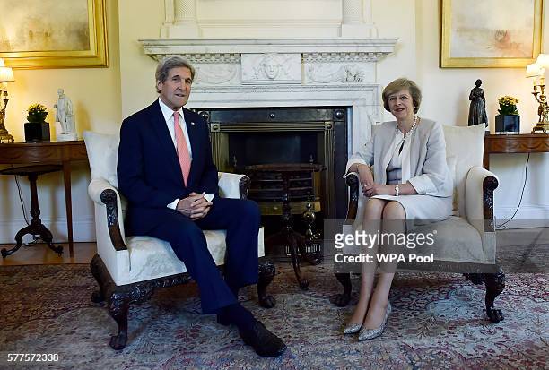 Secretary of State John Kerry meets with British Prime Minister Theresa May at Number 10 Downing Street on July 19, 2016 in London, United Kingdom....