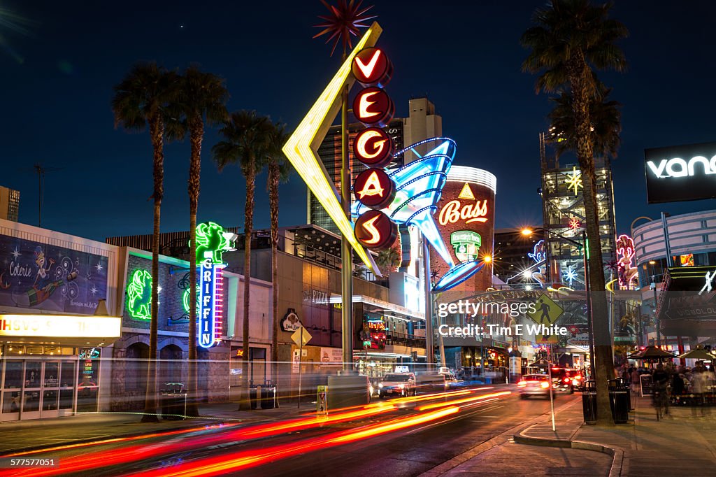 Downtown Las Vegas at Night, USA