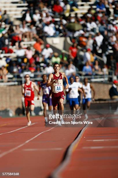 Jonathan Borlee of Florida State runs the last few yards of the final leg of the College Men's 4 x 400 relay during the 2009 Penn Relays. Florida...