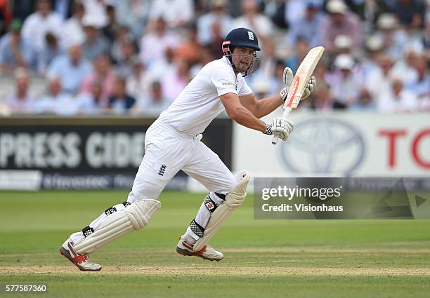 England Captain Alastair Cook batting during day two of the first Investec test match between England and Pakistan at Lord's Cricket Ground on July...