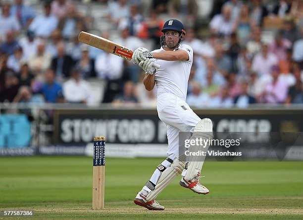 England Captain Alastair Cook batting during day two of the first Investec test match between England and Pakistan at Lord's Cricket Ground on July...