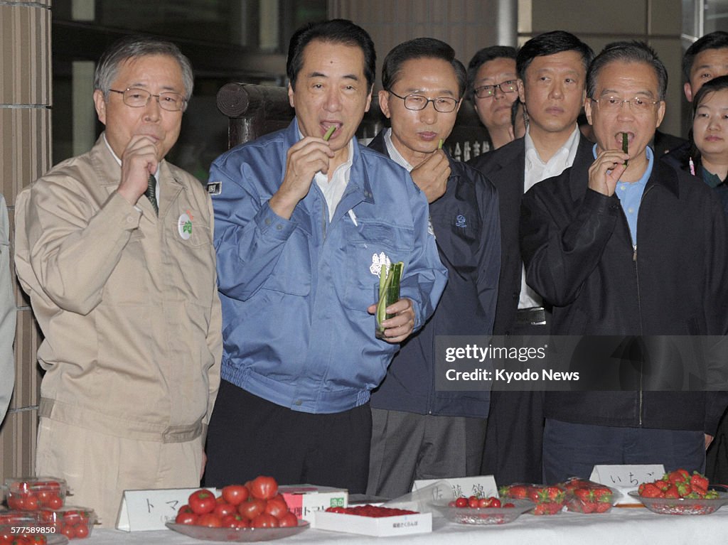 Japan, China, S. Korea leaders promote Fukushima produce