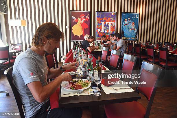 103th Tour de France 2016 / Training Team Trek - Segafredo Fabian CANCELLARA / Team TREK - SEGAFREDO / lunch / Training Team TREK - SEGAFREDO / TDF /