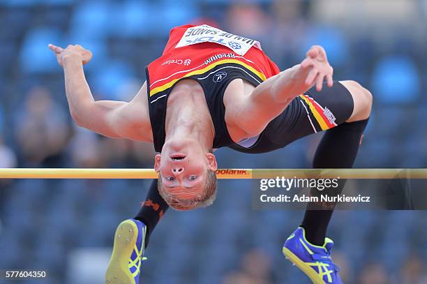 Alessandro Van De Sande from Belgium competes in the men's high jump decathlon during the IAAF World U20 Championships - Day 1 at Zawisza Stadium on...