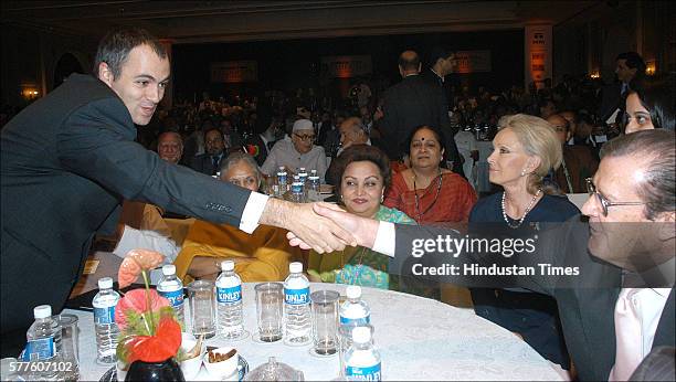 Omar Abdullah , Delhi Chief Minister Sheila Dikshit, Madhavi raje Scindia, Sir Roger Moore, Goodwill Ambassador, UNICEF and his wife during the...