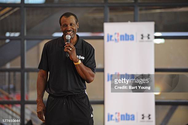 Legend Eddie Johnson participates in a Jr. NBA FIT Clinic Presented by Under Armor on July 13, 2016 at the UNLV Student Recreation Building. NOTE TO...