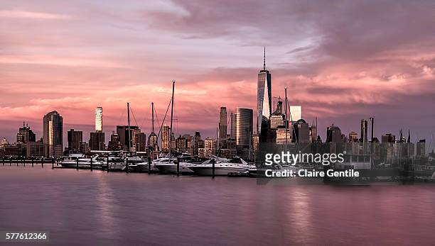 nyc sunset - newport jersey city stock pictures, royalty-free photos & images