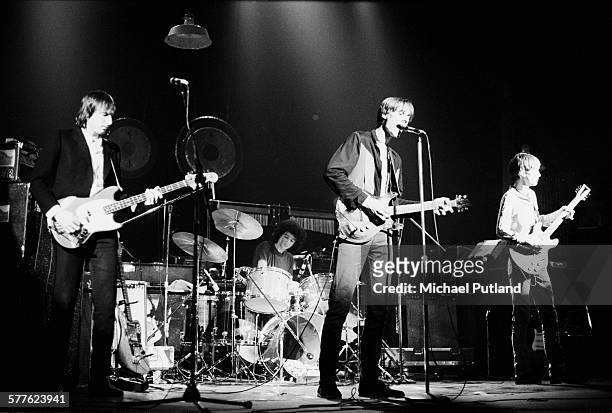 American rock group Television performing at the Bottom Line club, New York City, 21st March 1977. Left to right: Fred Smith, Billy Ficca, Tom...