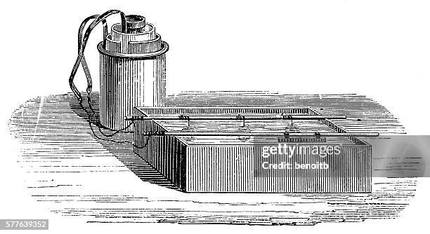 copper soaking in acid solution for electroplating - electroplating stock illustrations