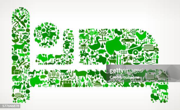 sleeping farming and agriculture green icon pattern - cowboy sleeping stock illustrations