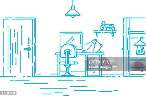 office linear design - empty bookcase stock illustrations