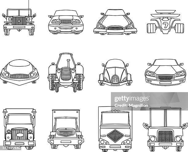 cars doodles - futuristic car stock illustrations