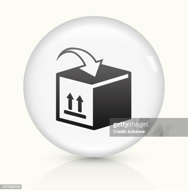 moving boxes icon on white round vector button - loading crates stock illustrations