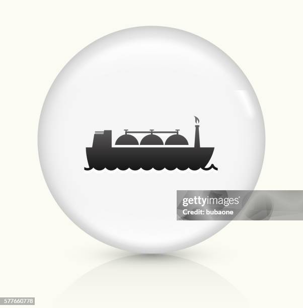 ship transporting gas icon on white round vector button - tank barge stock illustrations