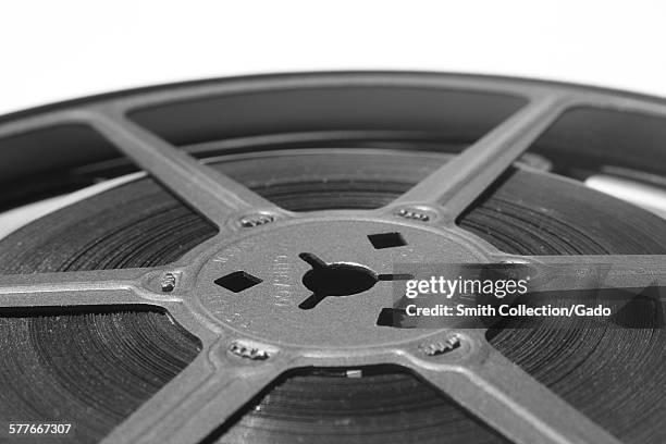 Cinema Film Reel: Close Up Picture of a Metallic Film Reel Stock
