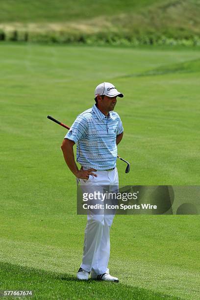Sergio Garcia was not happy with his chip shot during the PGA Tour's Travelers Championship at the TPC at River Highlands course in Cromwell, CT.