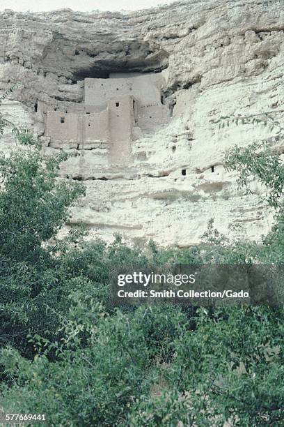 Cliff dwellings in Montezuma Castle National Monument, Arizona, 1965.